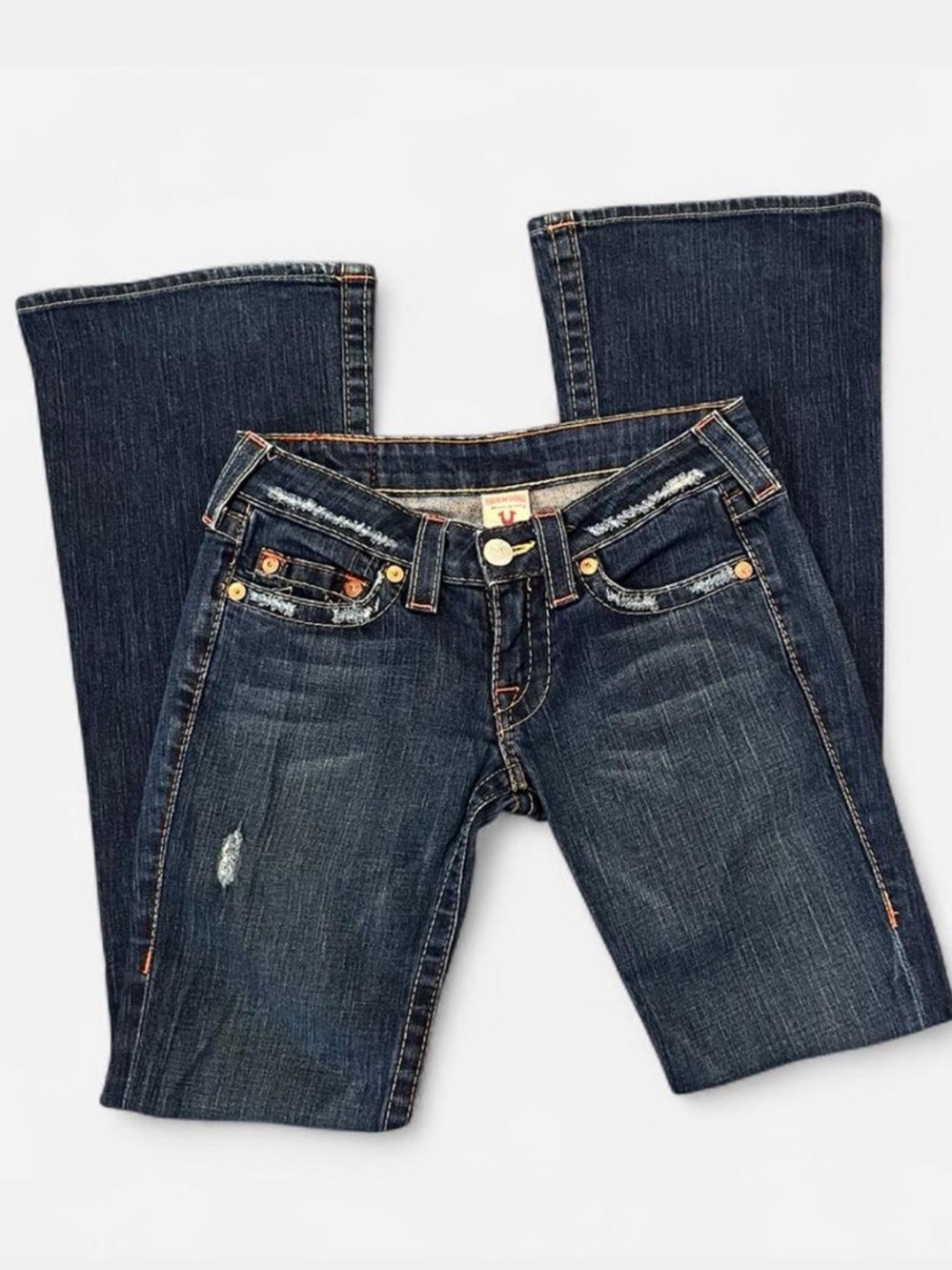 Low Rise True Religion Women's Dark Blue Boot Cut Jeans